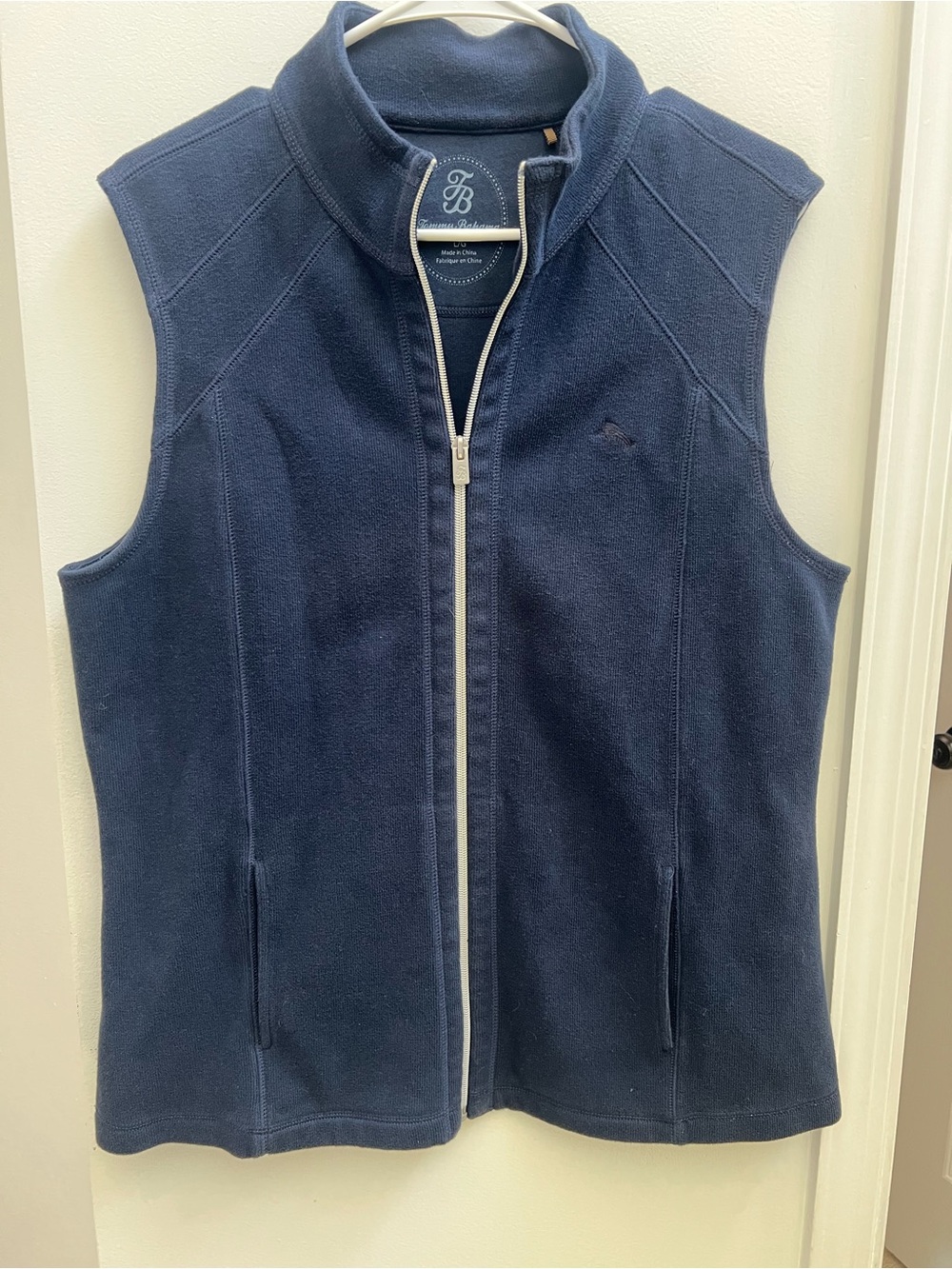Tommy Bahama Navy Blue Vest Zip Up Size Large